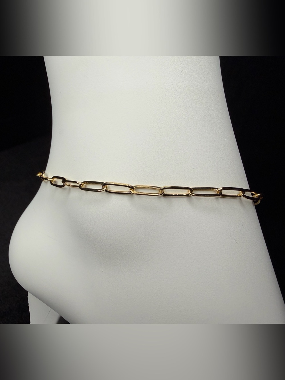 Paperclip 3.5MM 14K Gold Finish Adjustable Anklet. Brand New. Stand Out!